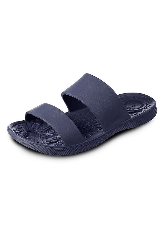 Totes SOLBOUNCE Ladies Double Strap Slider Sandals in Navy