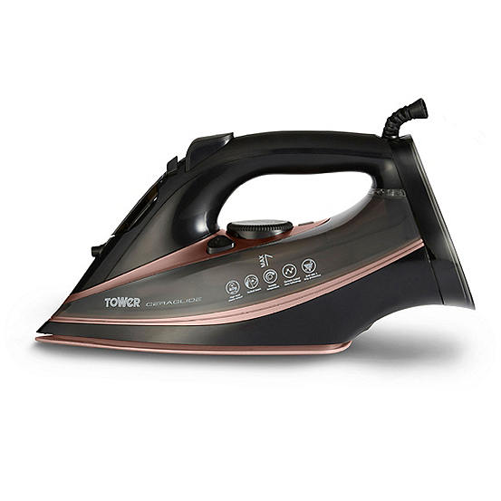 Tower CeraGlide Steam Iron with Ceramic Sole Plate T22013 - Rose Gold and Black