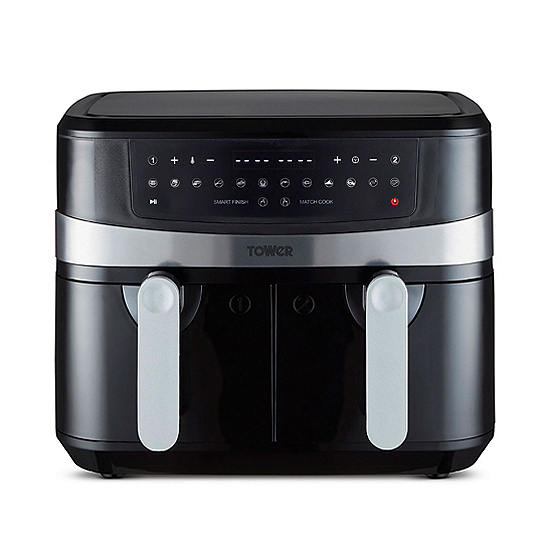 Tower Vortx 9L Dual Basket Air Fryer with 10 One-Touch Presets T17088 - Black