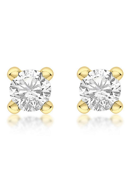 Tuscany 9ct Gold White April Birthstone Stud Earrings
