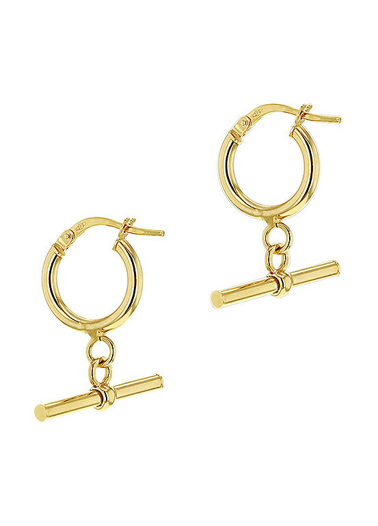 Tuscany Gold 9CT Yellow Gold Round T-Bar Hoop Creole Earrings