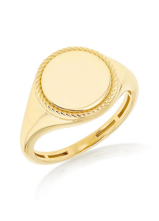 Tuscany Gold 9CT Yellow Gold Round Twisted Rope Frame Signet Centre Ring