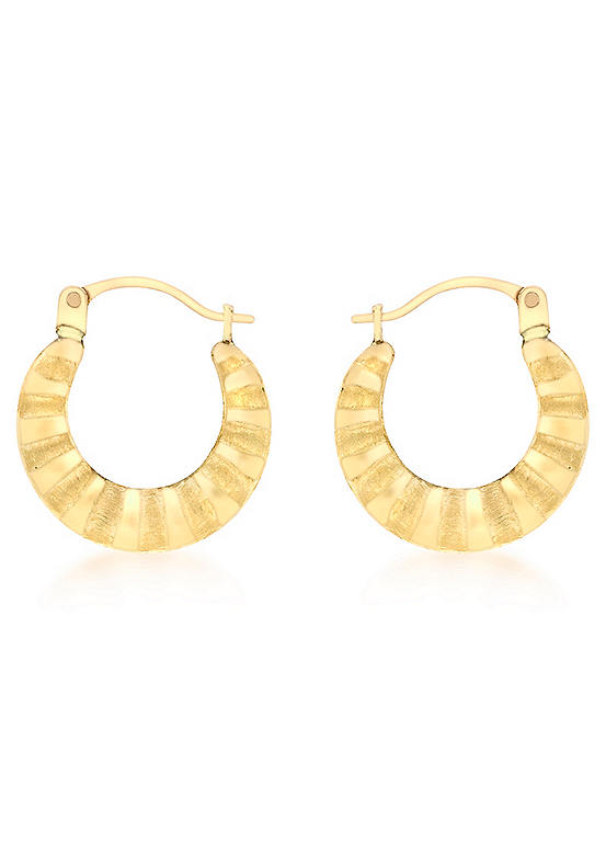 Tuscany Gold 9ct Yellow Gold Satin & Polished Creole Earrings ...