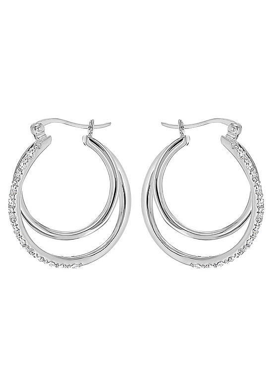 Tuscany Silver Sterling Silver Double Hoop Creole Earrings