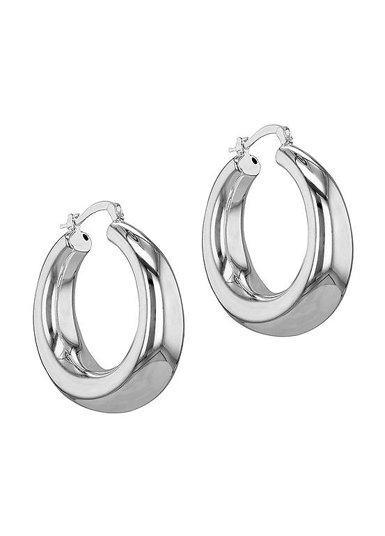 Tuscany Silver Sterling Silver Electro  Hollow Hoop Creole Earrings