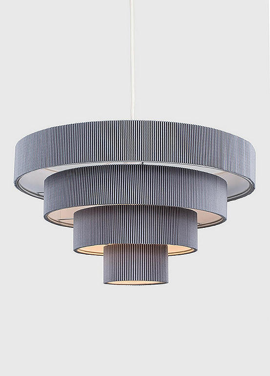 ValueLights Nevada Grey 4 Tiered Easyfit Non Electric Pleated Shade