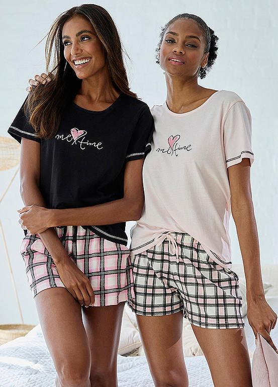 Vivance Dreams Pack of 2 Checked Shorts Pyjama Set
