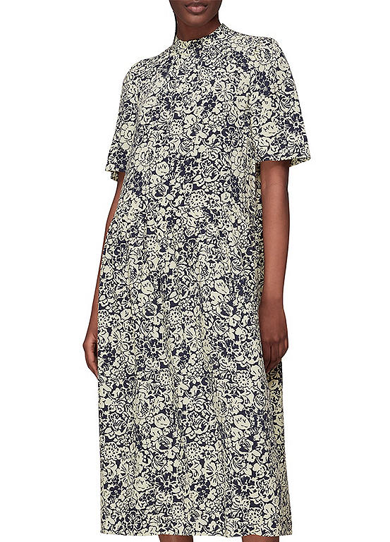 Whistles Graphic Floral Trapeze Midi Dress Kaleidoscope