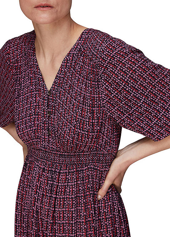 Whistles Twist Dot Midi Dress Kaleidoscope
