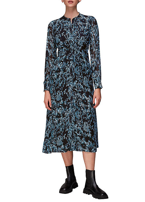 Whistles Wood Tiger Print Midi Dress Kaleidoscope