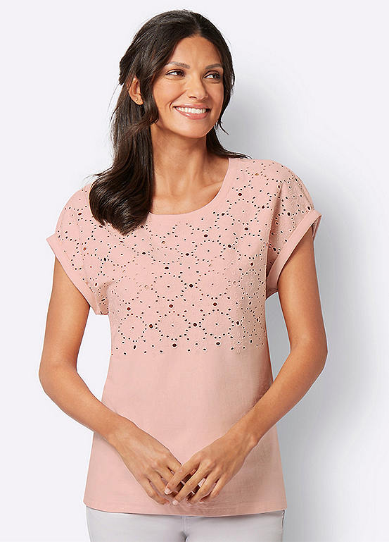 Witt Embroidered Front Round Neck Top