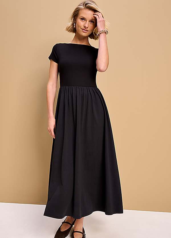 design 365 dress by Freemans Black Ribbed Midi Brown Jumper Dress With Veil Size:XXS /US 0 Qvc