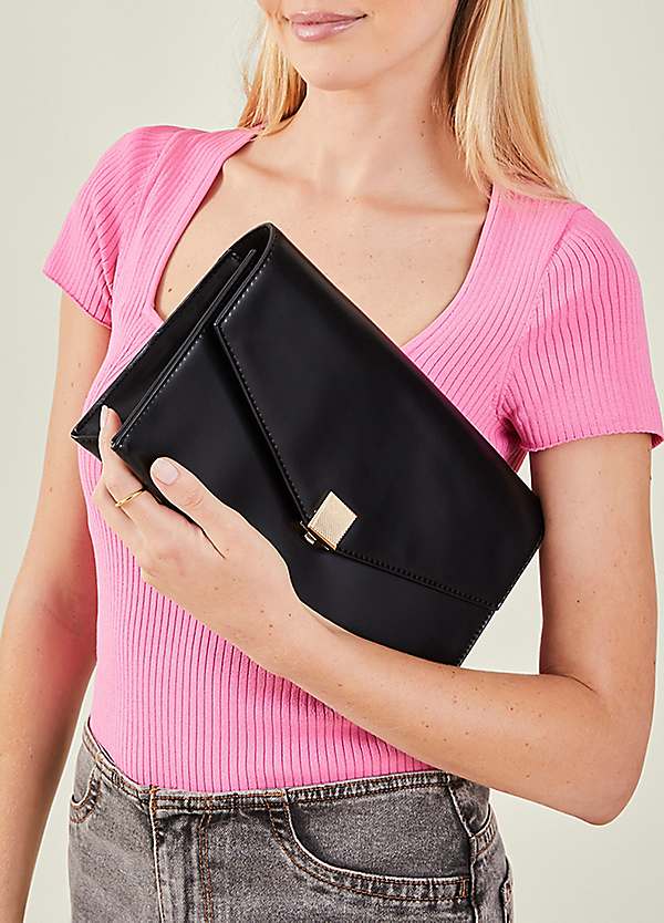 Accessorize Black Oversized Envelope Clutch Bag