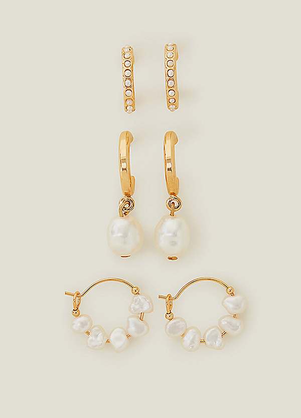 Accessorize Pack of Pearl Hoop Earrings