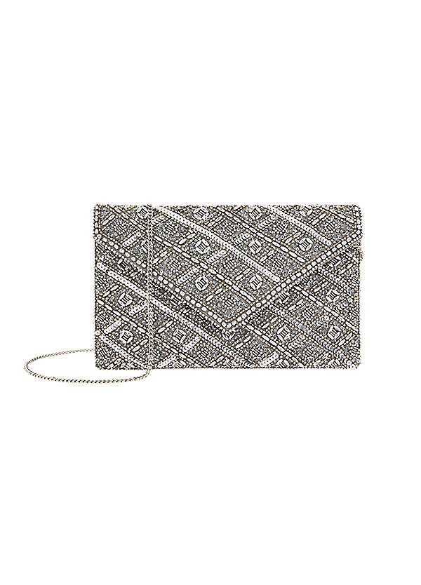 silver sequin clutch bag