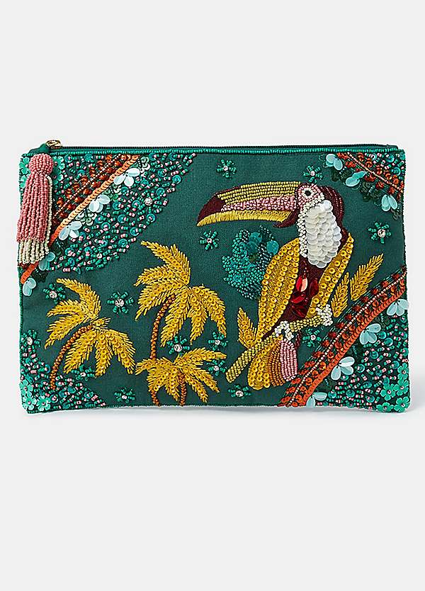 Accessorize Toucan Embellished Clutch Bag