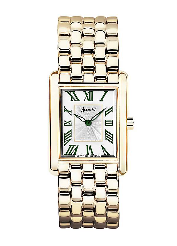 Accurist Ladies Rectangle Gold Stainless Steel Bracelet 26mm Watch Kaleidoscope