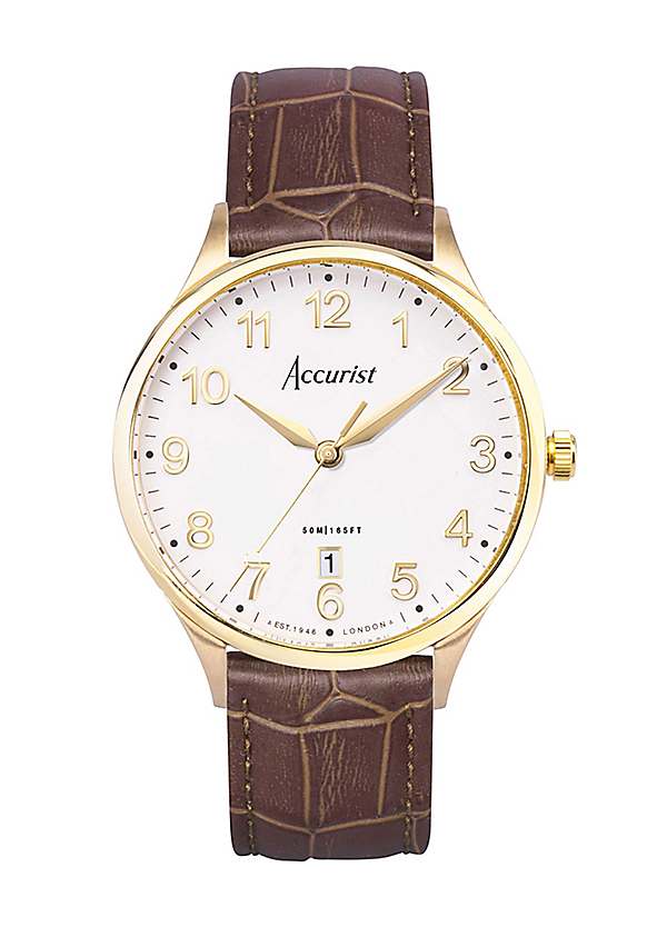 Chronograph Accurist Men's Leather Strap Watch GB Watch Shop