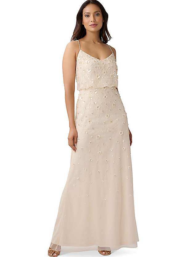 Adrianna Papell 3D Beaded Floral Gown