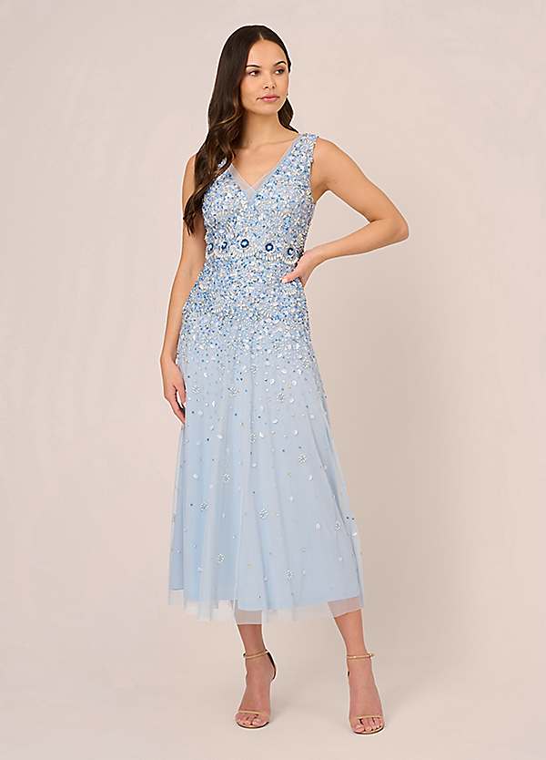 Adrianna Papell Beaded Ankle Dress Kaleidoscope