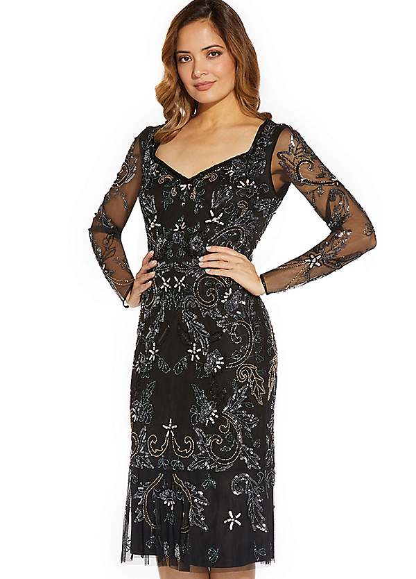 Adrianna Papell Beaded Cocktail Dress Kaleidoscope