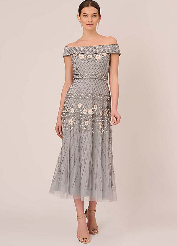 Adrianna Papell Beaded Long Dress Kaleidoscope