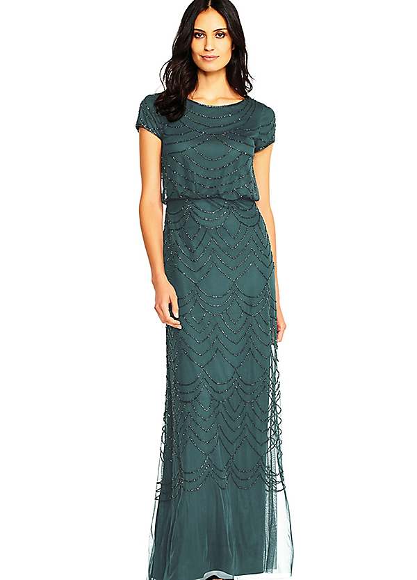 Adrianna Papell Blouson Beaded Gown Kaleidoscope