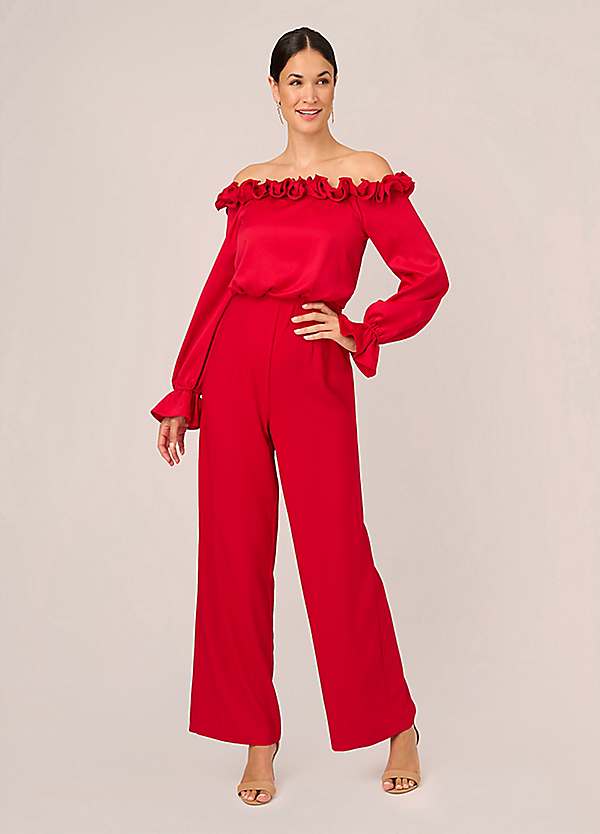 Adrianna Papell Blouson Satin Crepe Jumpsuit