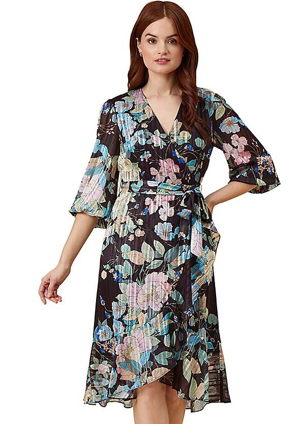 Adrianna Papell Chiffon Printed Wrap Dress Kaleidoscope