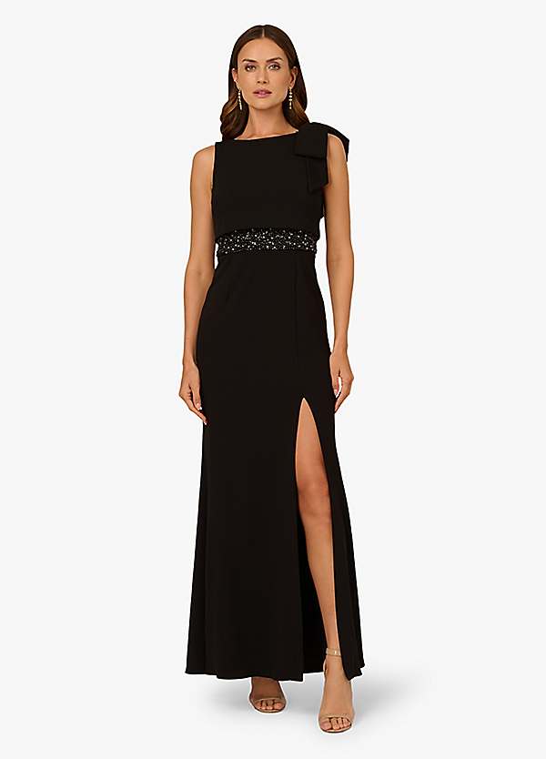 【海外限定】AdriannaPapell ドレス☆Crepe Popover Bead Black Adrianna Papell Crepe Popover Bead Gown | Kaleidoscope