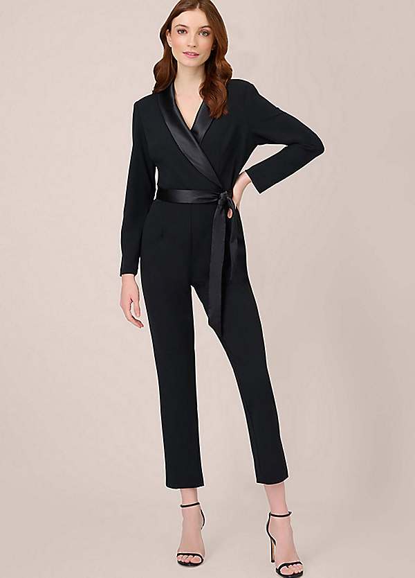 Adrianna Papell Crepe Tuxedo Jumpsuit