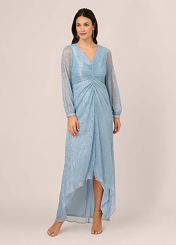 Adrianna Papell Crinkle Metallic Gown