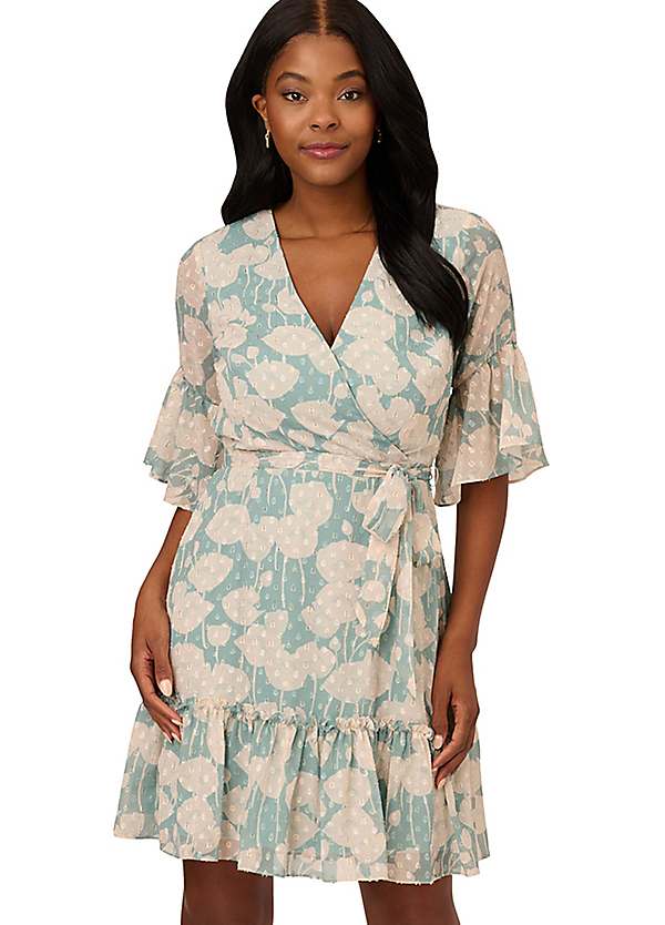 Adrianna Papell Floral Chiffon Tiered Dress Kaleidoscope