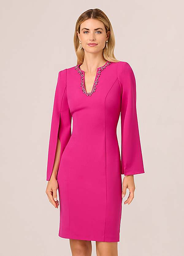 Adrianna Papell Knit Crepe Jewel Short Dress | Kaleidoscope