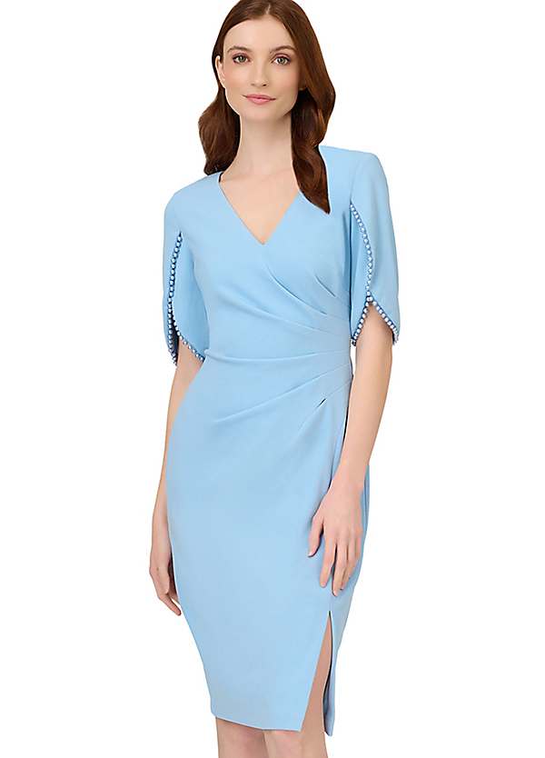 Adrianna Papell Knit Crepe Pearl Trim Dress