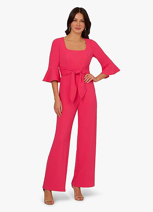 Adrianna Papell Knit Crepe Tie Front Jumpsuit Kaleidoscope