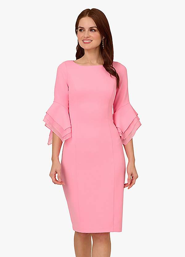 Adrianna Papell Knit Crepe Tiered Sleeve Dress | Kaleidoscope