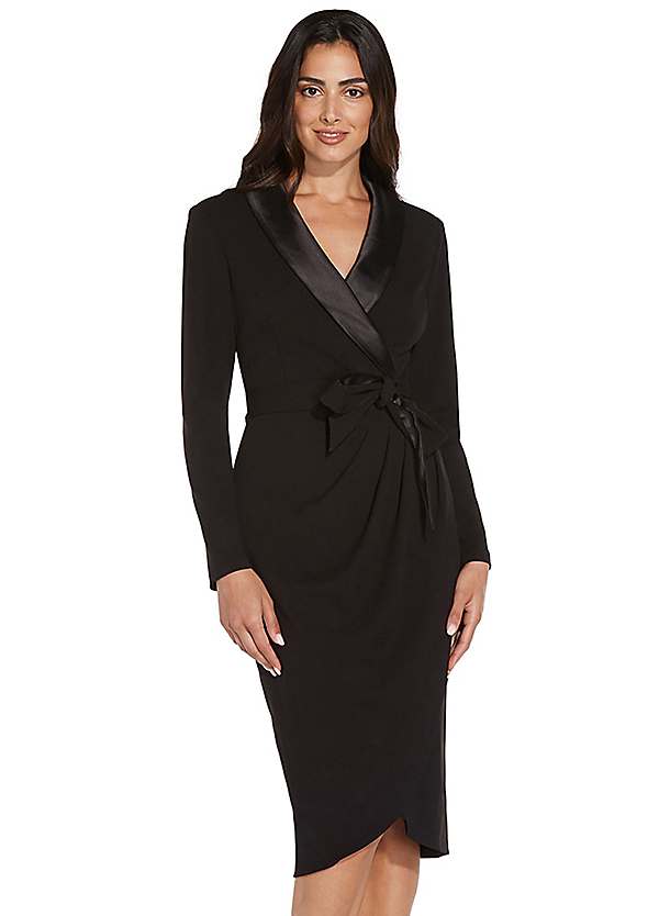 Adrianna Papell Knit Crepe Tuxedo Wrap Dress