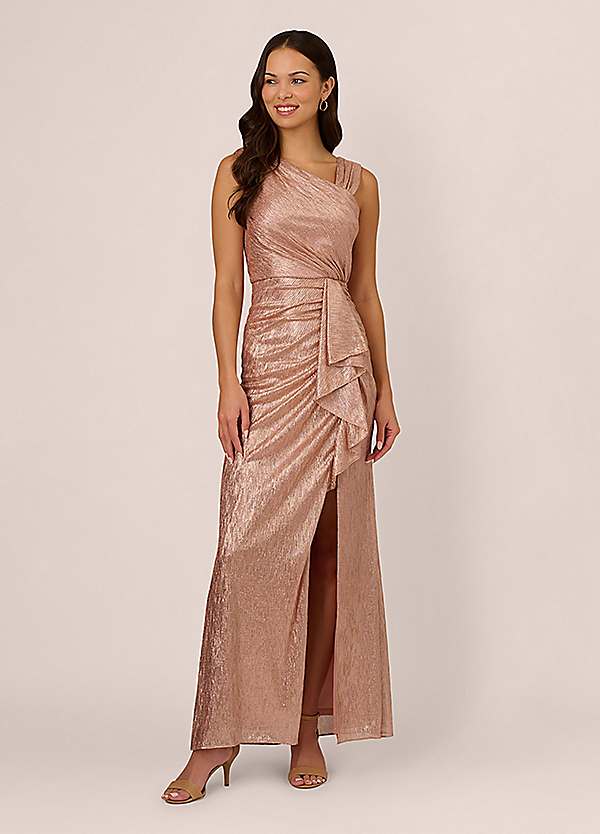 Adrianna Papell Metallic Foil Long Dress | Kaleidoscope