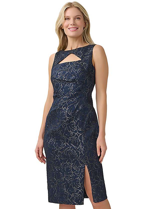 Adrianna Papell Metallic Jacquard Sheath Dress