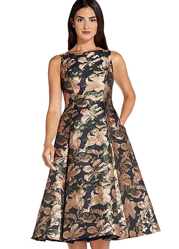 adrianna papell tea length dress