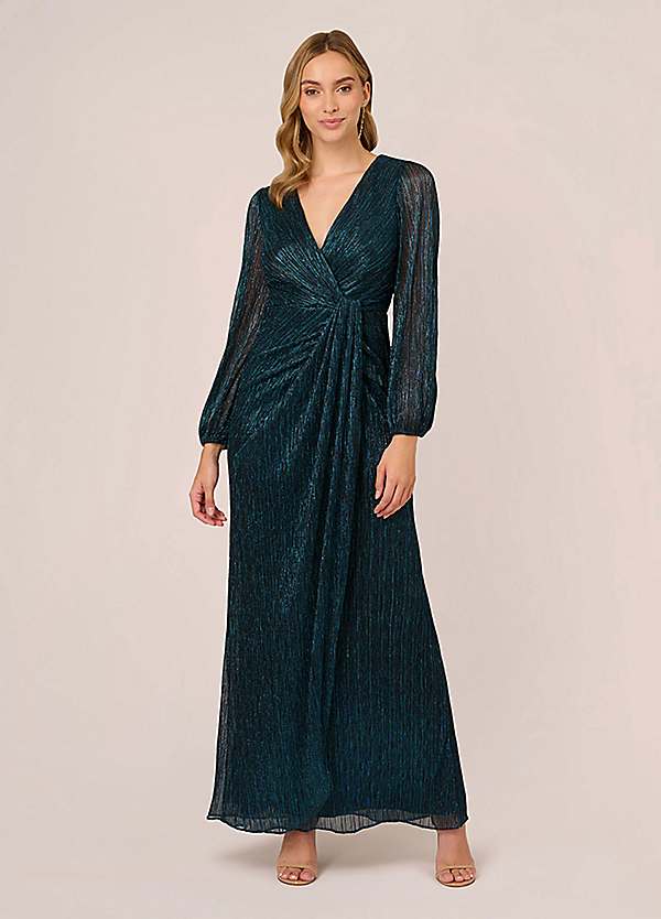 Adrianna Papell Metallic Mesh Draped Gown Kaleidoscope