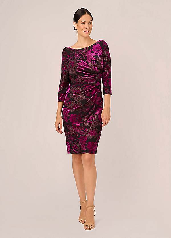 Adrianna Papell Metallic Velvet Cowl Dress