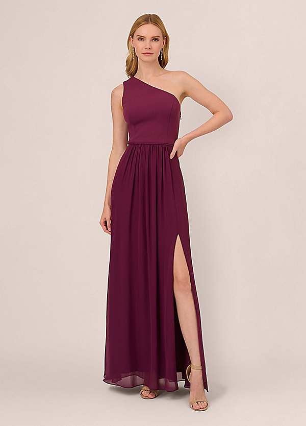 Adrianna Papell One Shoulder Chiffon Gown Kaleidoscope