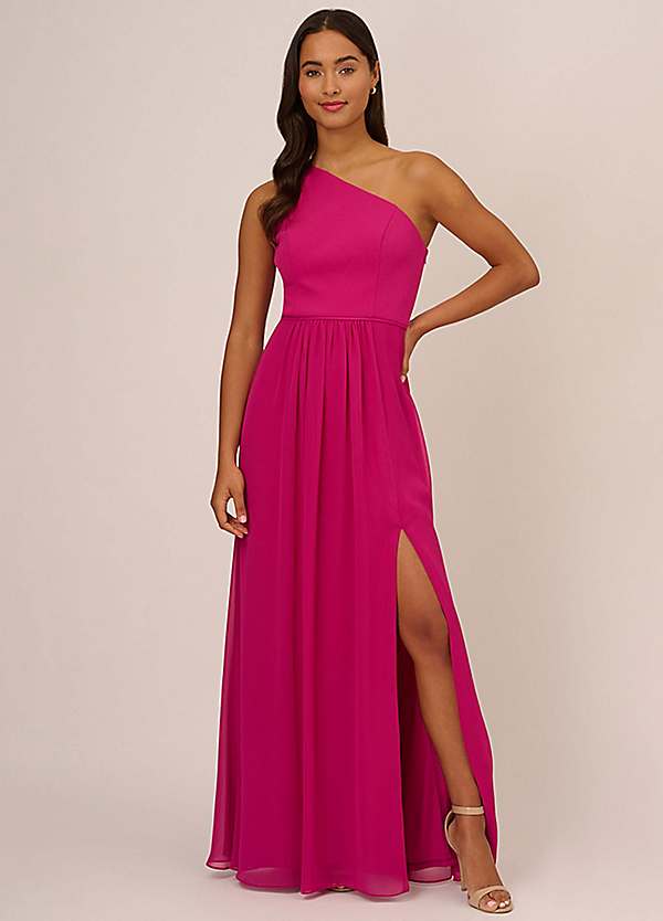 Adrianna Papell One Shoulder Chiffon Gown Kaleidoscope