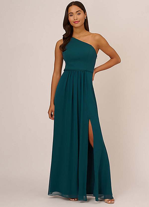 Adrianna Papell One Shoulder Chiffon Gown