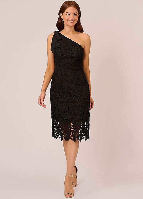 Adrianna Papell One Shoulder Lace Midi Dress