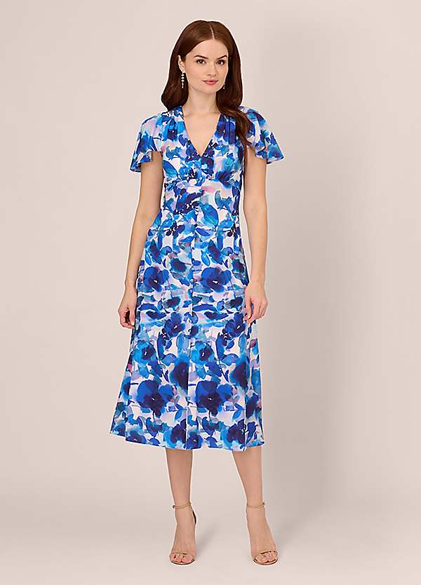 Adrianna Papell Printed Chiffon Midi Dress