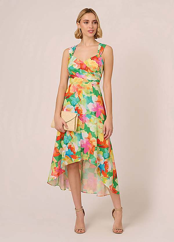 Adrianna Papell Printed Hi Low Dress Kaleidoscope