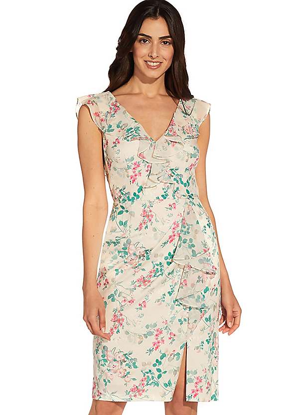 Adrianna Papell Printed Ruffle Front Dress